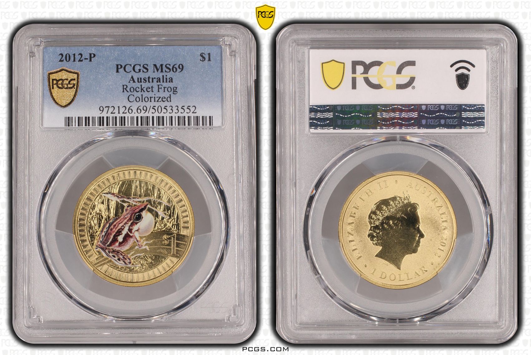 Rocket Frog Colorized POP 1/0, One Dollar, 2012-P, PCGS MS69