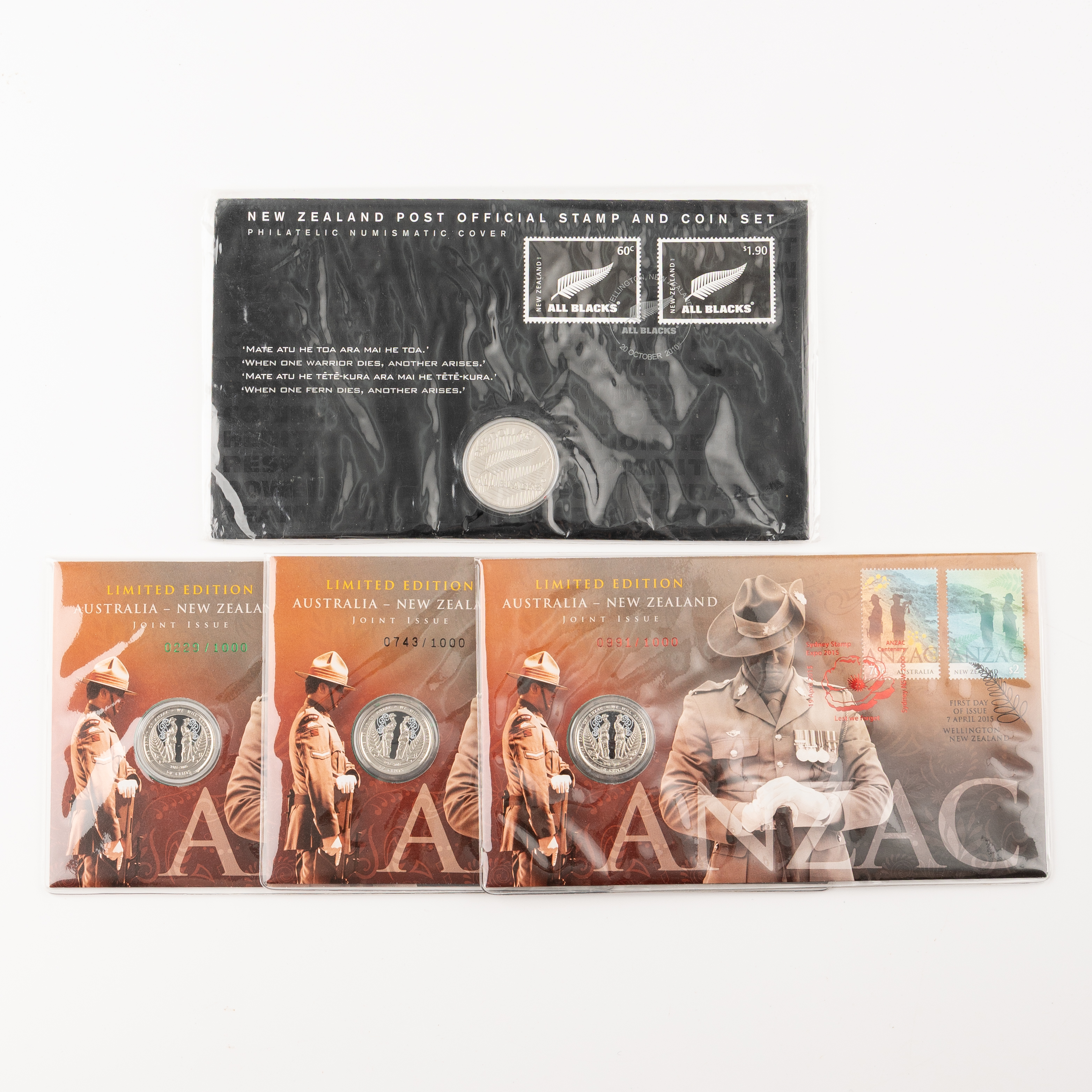 New Zealand, Elizabeth II, All Blacks & ANZAC, Fifty Cents - One Dollar, 2010 - 2015, UNC