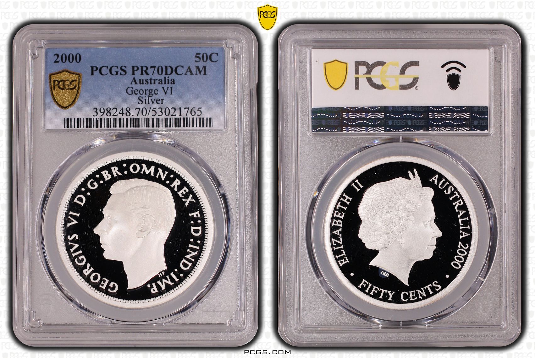 Elizabeth II, George VI Silver, Fifty Cent, 2000, PCGS PR70DCAM