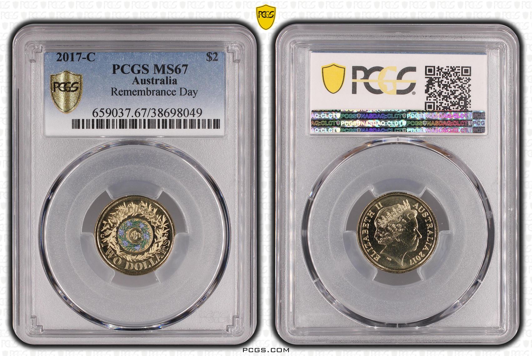 2017-C Australia Two Dollar, $2 Remembrance Day PCGS - MS67 -049