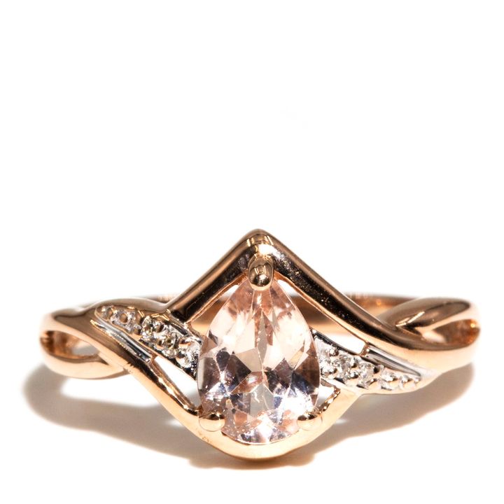 Morganite & Diamond 9ct Rose Gold Band ,