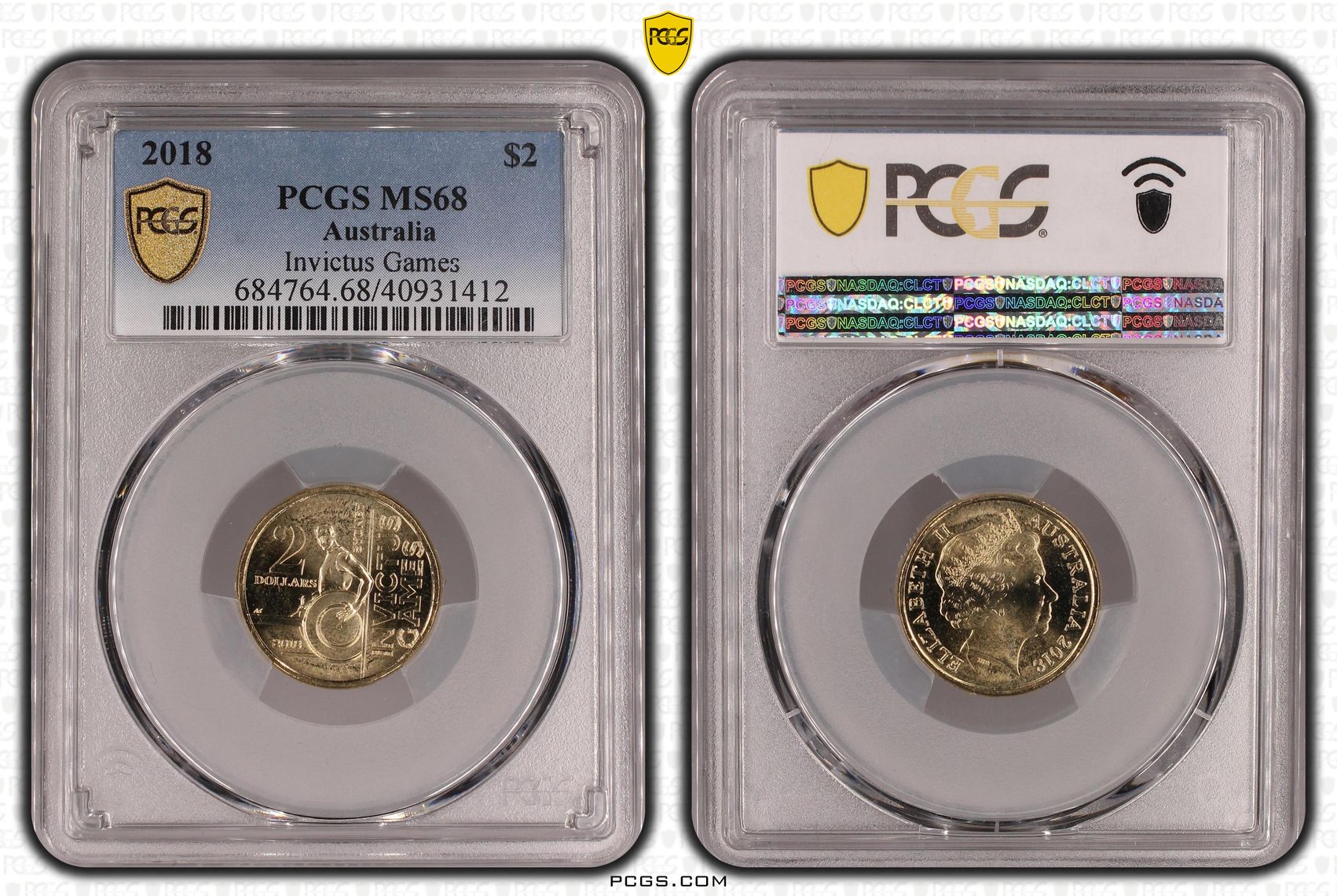 Invictus Games, Two Dollar, 2018, PCGS MS68