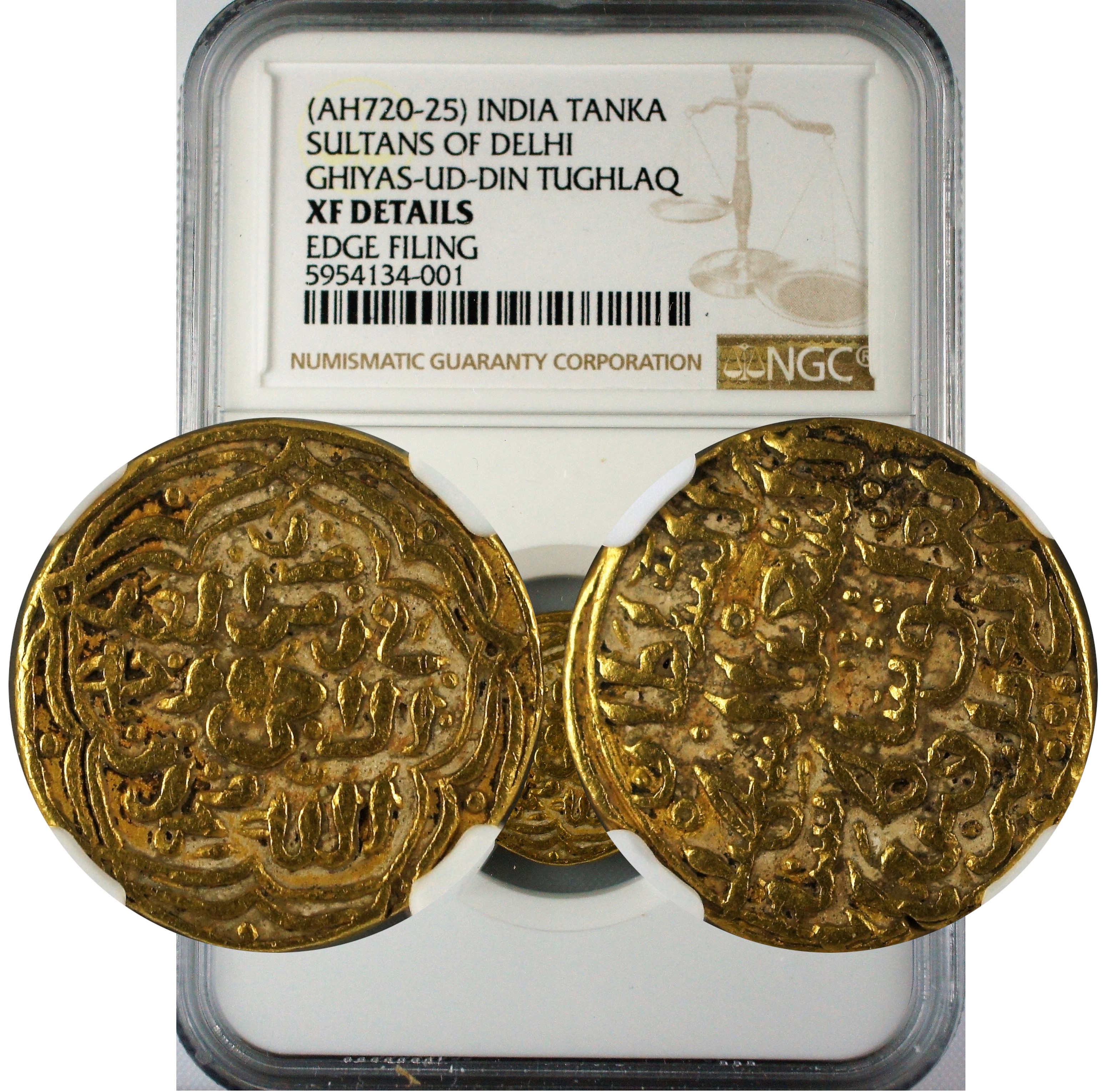 India Sutlans of Delhi Gold Tanka Ghiyas-ud-din Tughluq NGC XF Details
