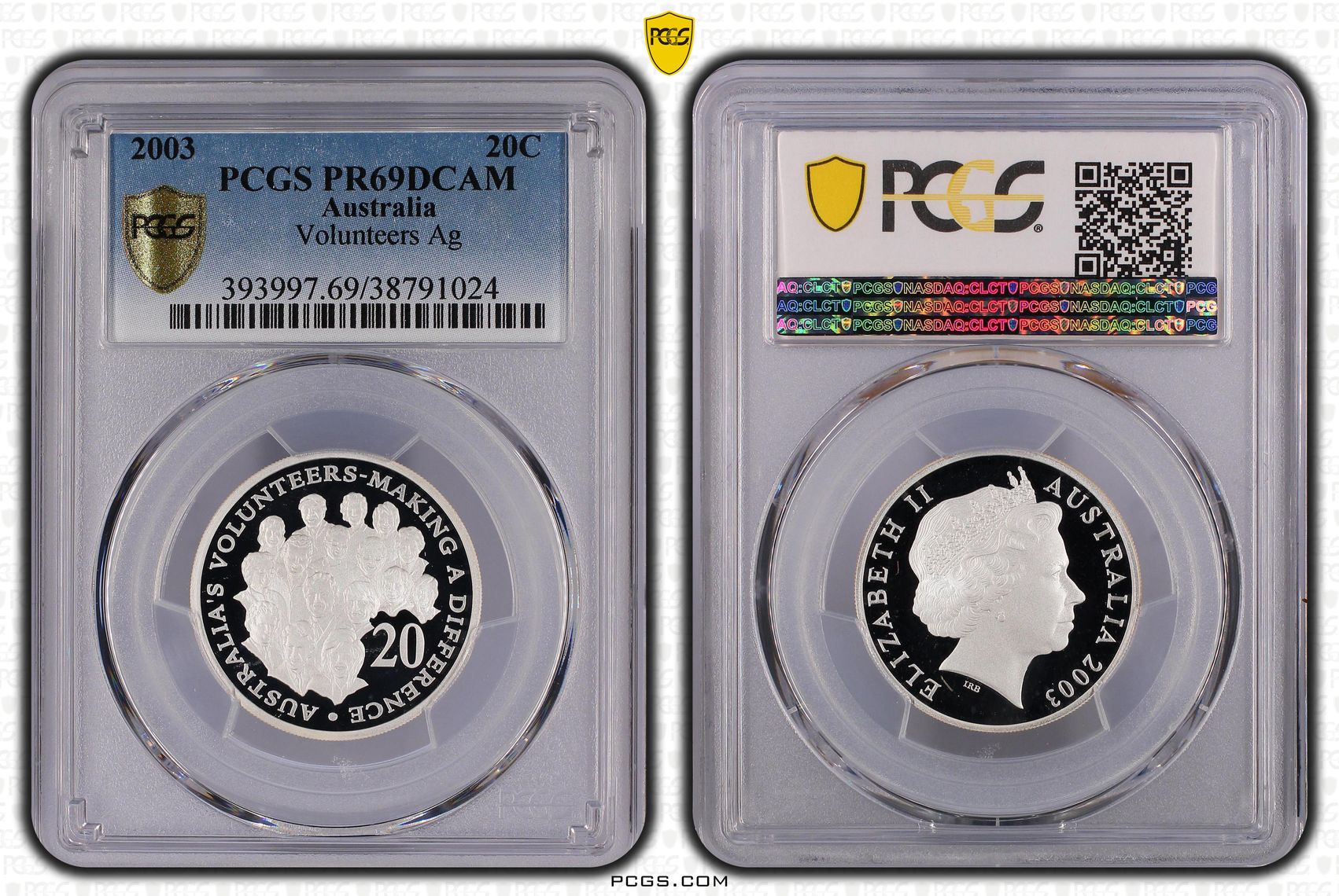 2003 Australia Twenty Cent, 20c Silver Volunteers Ag PCGS - PR69DCAM -024