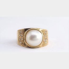 0.100CTS DIAMONDS IN YELLOW GOLD MARBLE RING - 51624/162