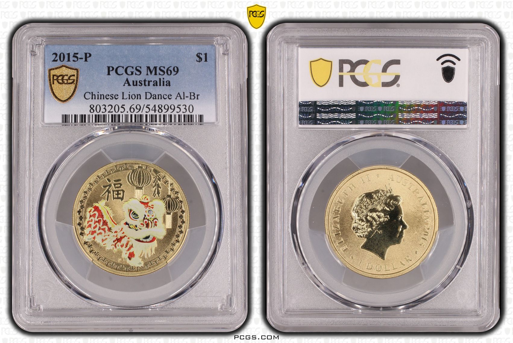 Chinese Lion Dance Al-Br, One Dollar, 2015-P, PCGS MS69