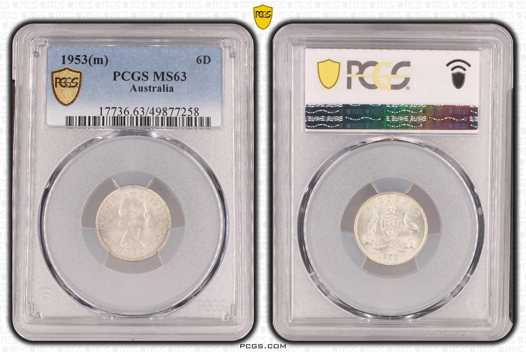 Elizabeth II, , Sixpence, 1953(m), PCGS MS63