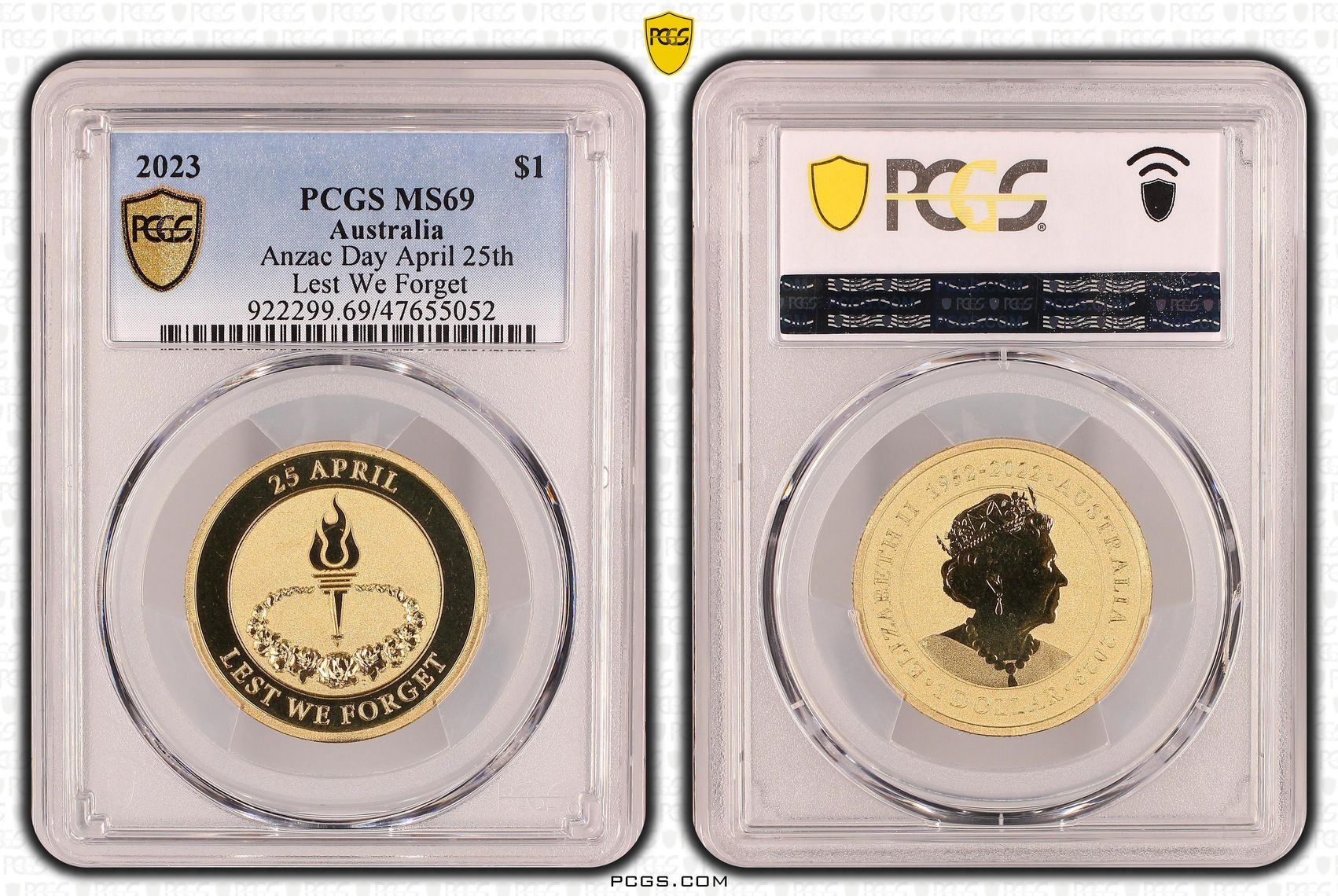 Elizabeth II, Anzac Day April 25th, One Dollar, 2023-P, PCGS MS69