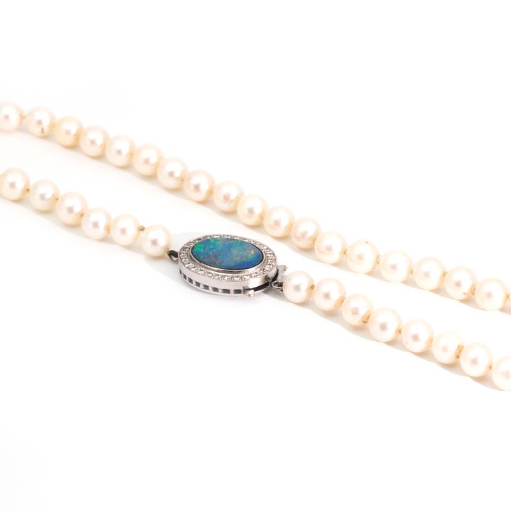 Akoya Pearl, Diamond & Opal Doublet Necklace