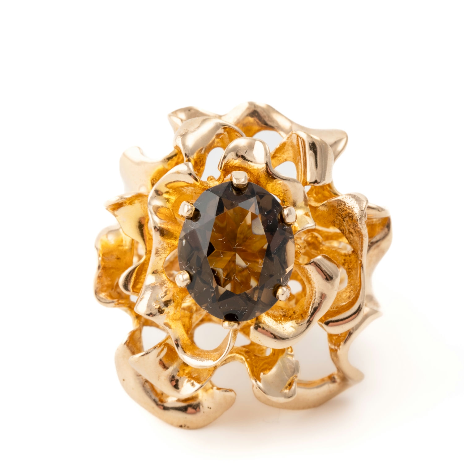 Vintage Smokey Quartz Ring 9ct Gold,