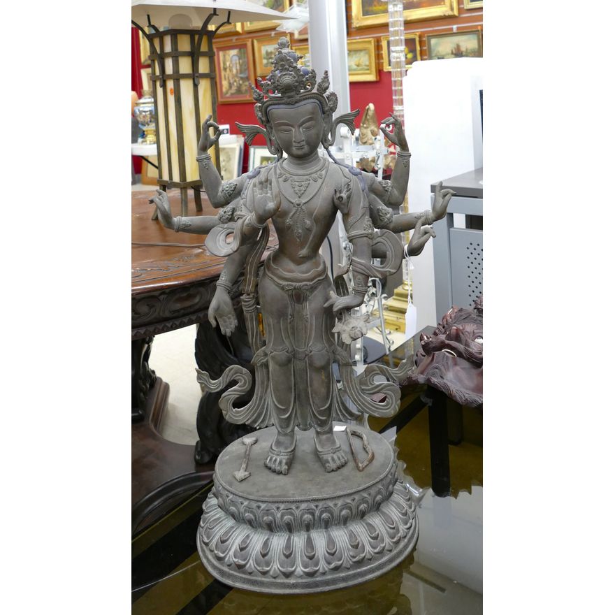 Large Nepalese Bronze Six Armed Bodhisattva 25''x16''