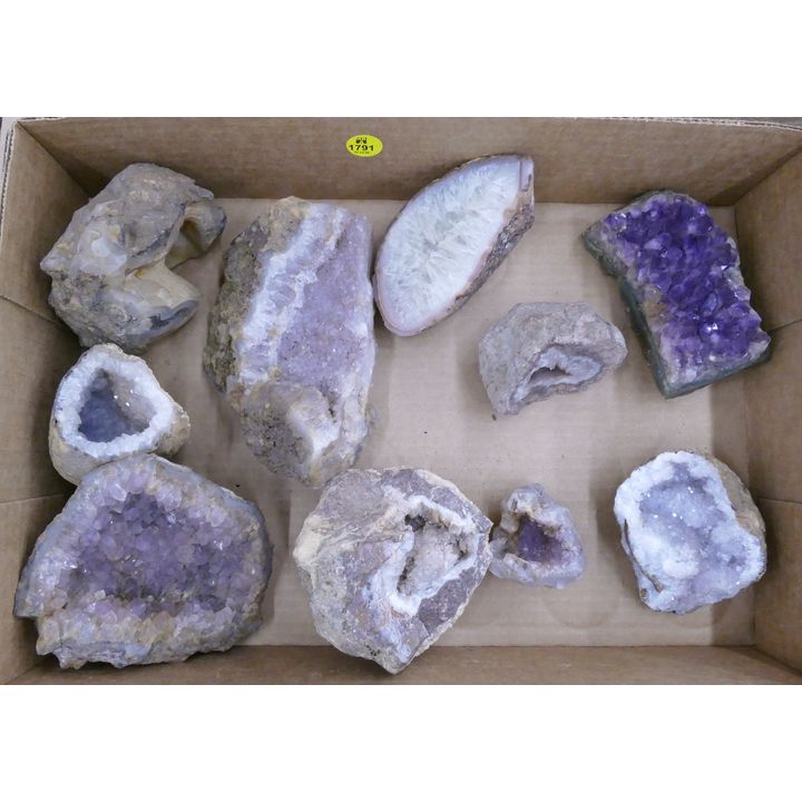 Box Amethyst and Crystal Small Geodes- largest 6''