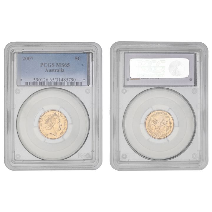 Elizabeth II, Five Cent, 2007, PCGS MS65
