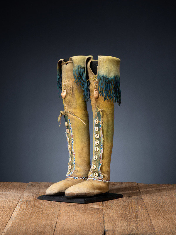 Comanche Child's Beaded Hide Boot Moccasins