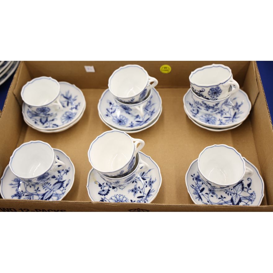 Box 10pc Meissen Blue Onion Demi Cup Saucers