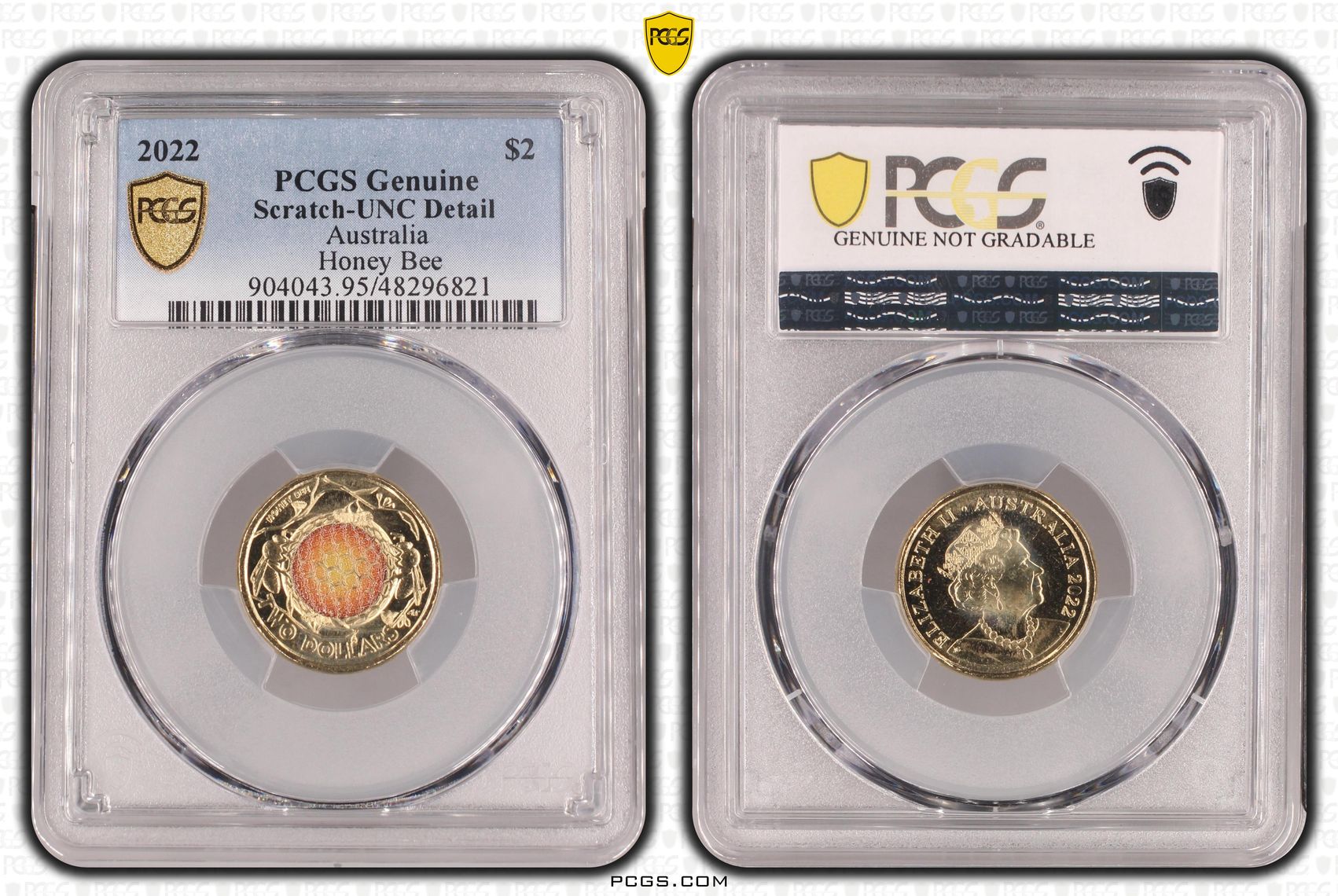 494 · Honey Bee Colorized, Two Dollar, 2022, PCGS Genuine - UNC Details (95 - Scratch)
