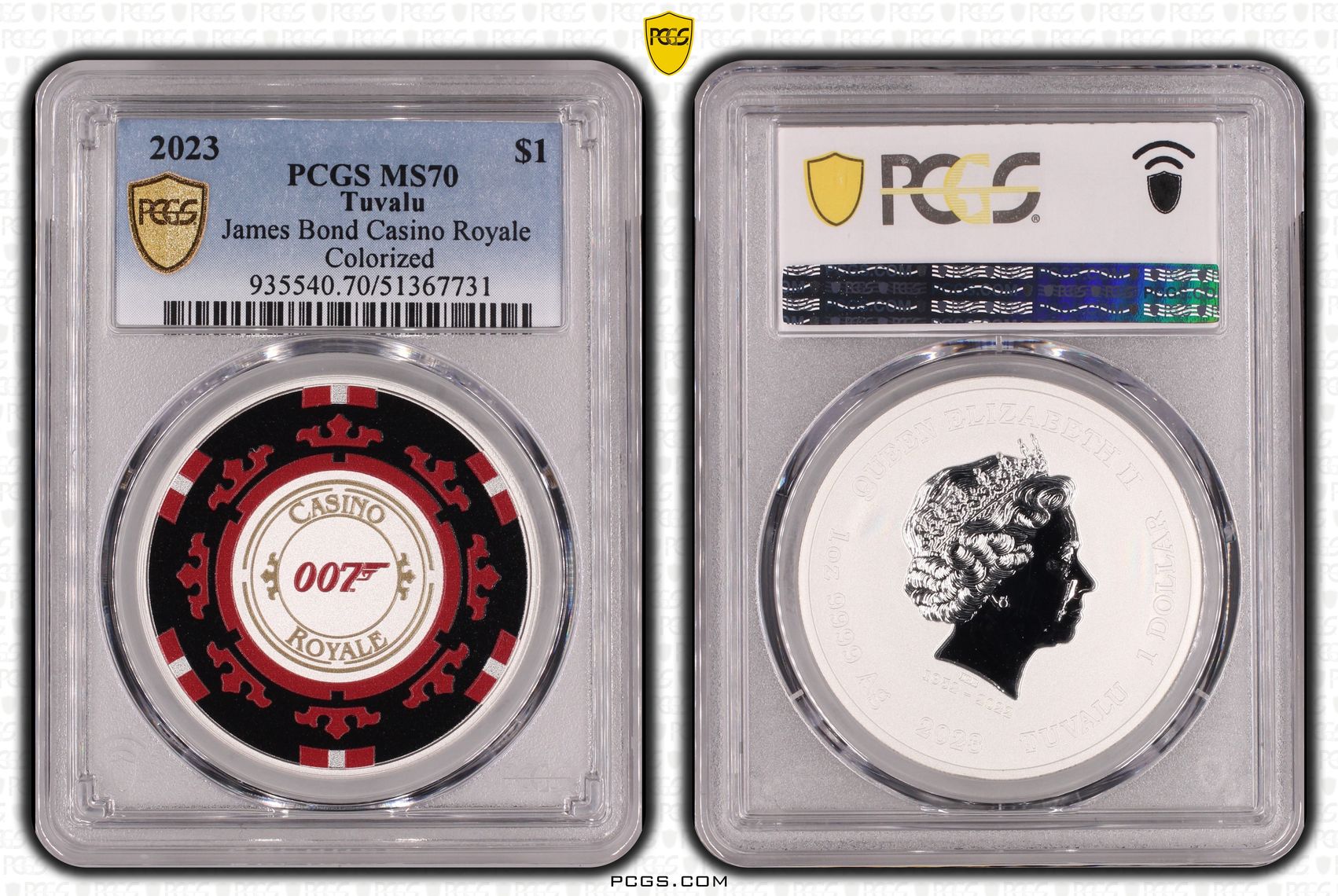 Tuvalu, James Bond Casino Royale, One Dollar, 2023, PCGS MS70
