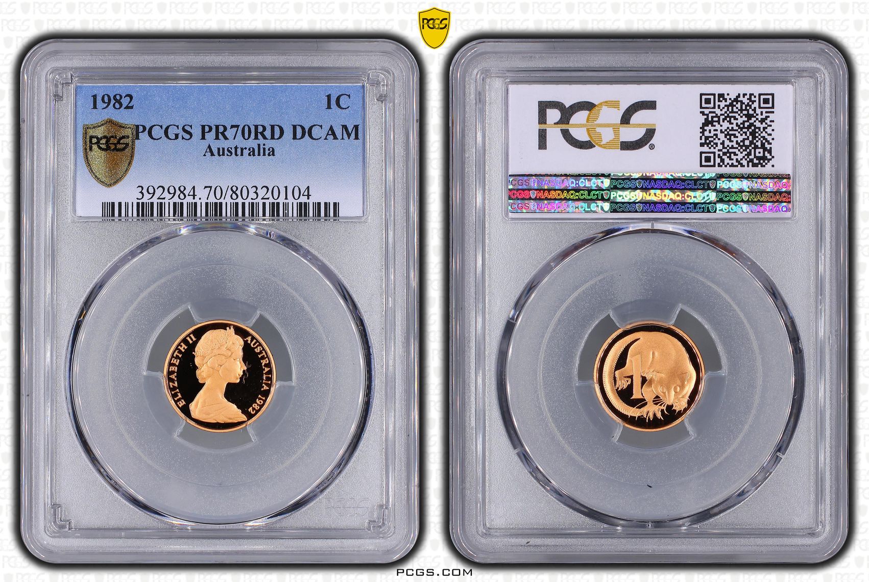 One Cent, 1982, Pcgs Pr70dcam
