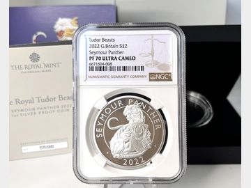 2022 ELIZABETH II TUDOR BEASTS SEYMOUR PANTHER SILVER 1oz PROOF £2 COIN PF70