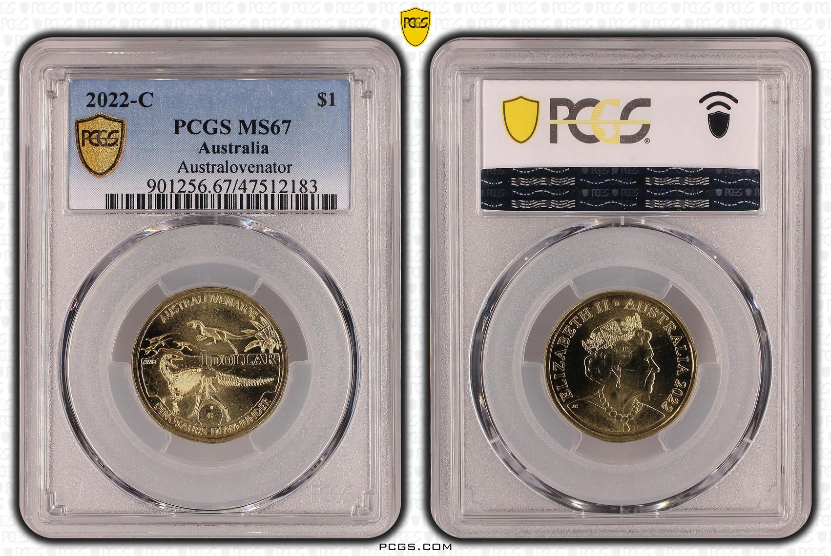 Australovenator, One Dollar, 2022-C, PCGS MS 67