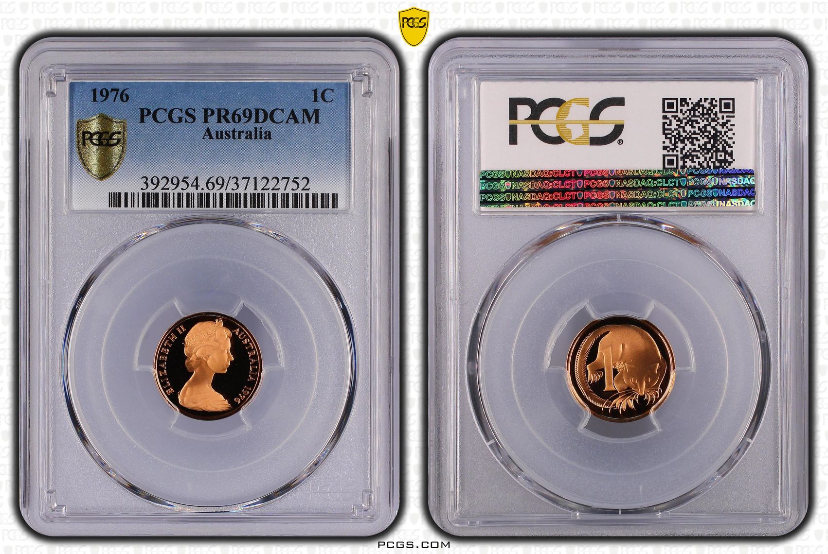 Elizabeth II, One Cent, 1976, PCGS PR69DCAM