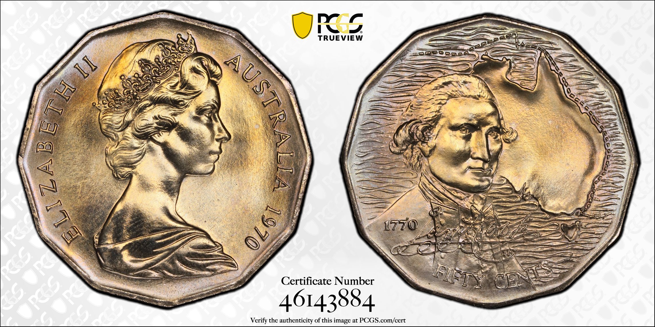 346 · Captain Cook, Fifty Cent, 1970, PCGS MS67