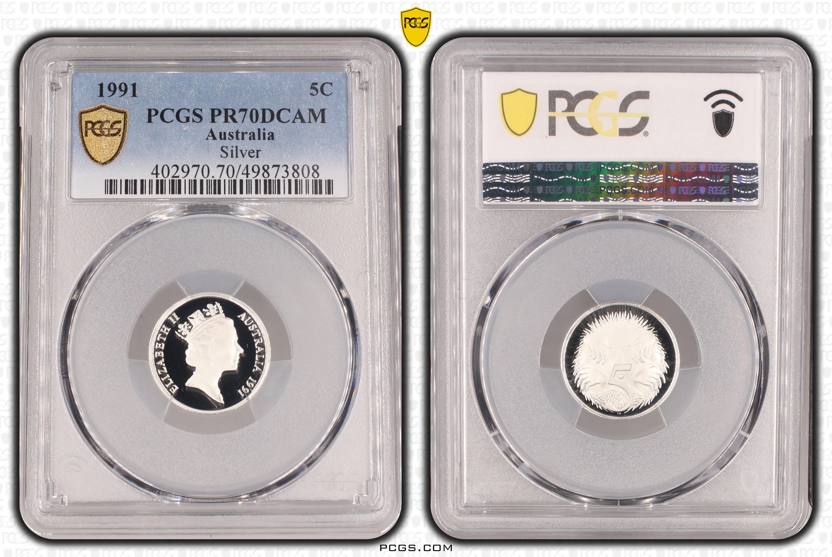 Silver, Five Cent, 1991, PCGS PR70DCAM