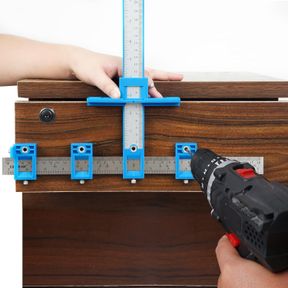 UNIVERAL CABINET HARDWARE JIG CONMCNK CABINET HARDWARE JIG ADJUSTABLE POWER TOOL PUNCH LOCATOR, ALUMINUM ALLOY TEMPLATE WOOD DRILL