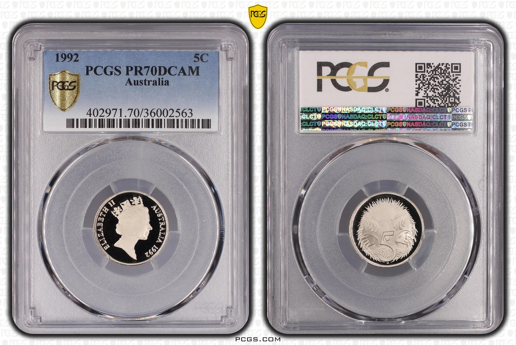 68 · 1992 Australia Five Cent, 5c PCGS - PR70DCAM POP 24/0 -563