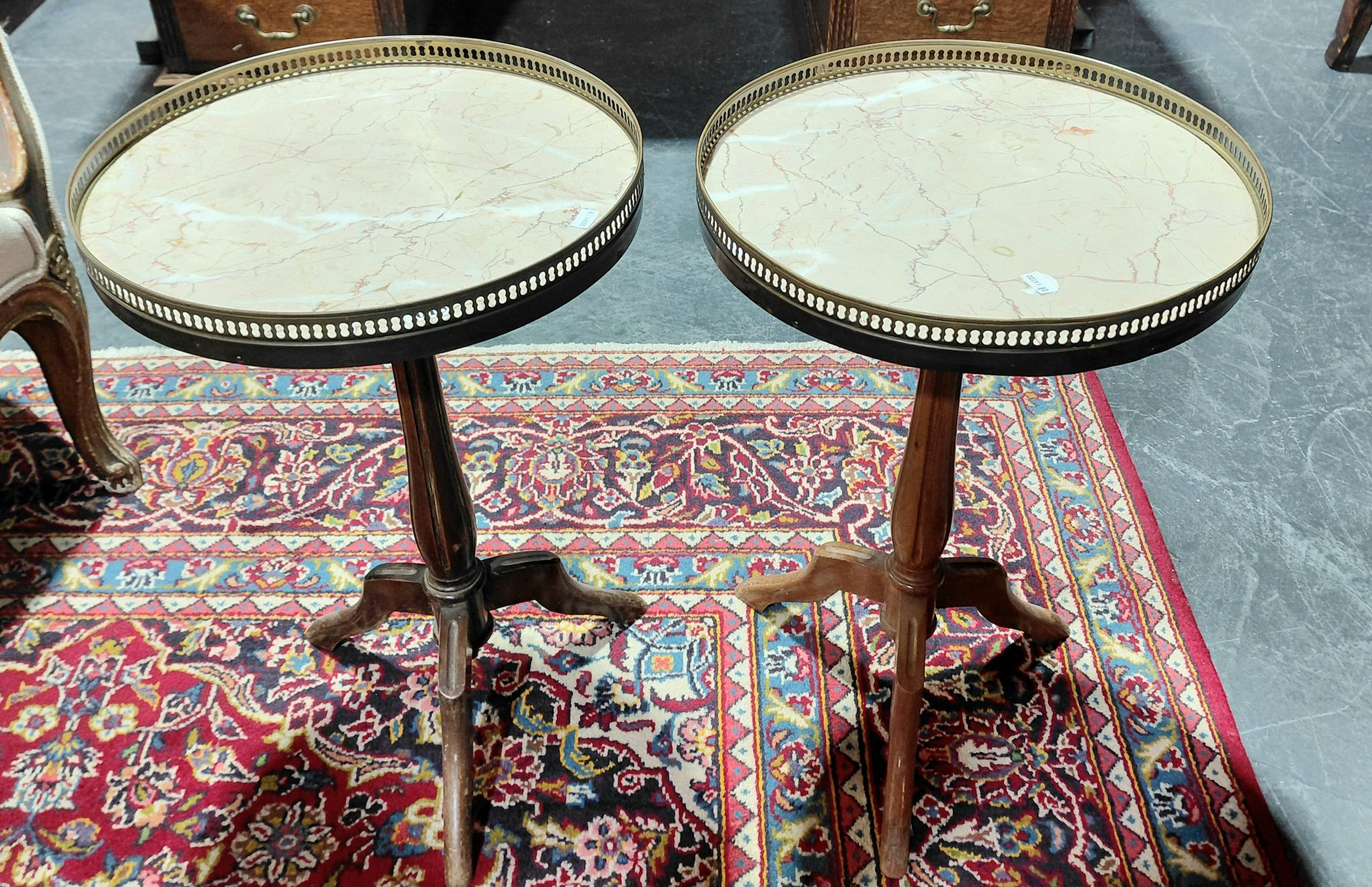 615 · PAIR OF FRENCH STYLE WINE TABLES