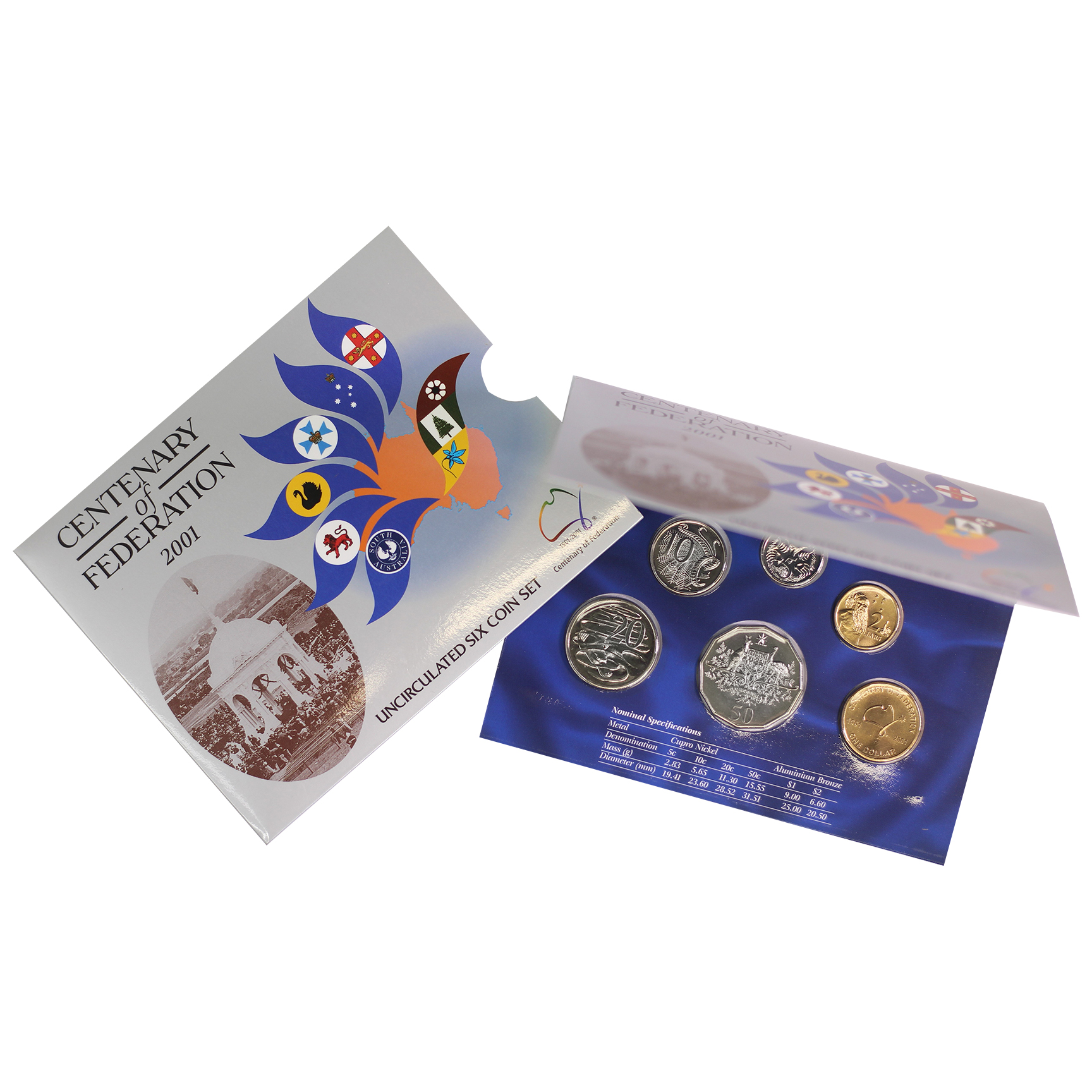 2001 RAM Centenary of Federation 6 Uncirculated Coin Mint Set - Folder