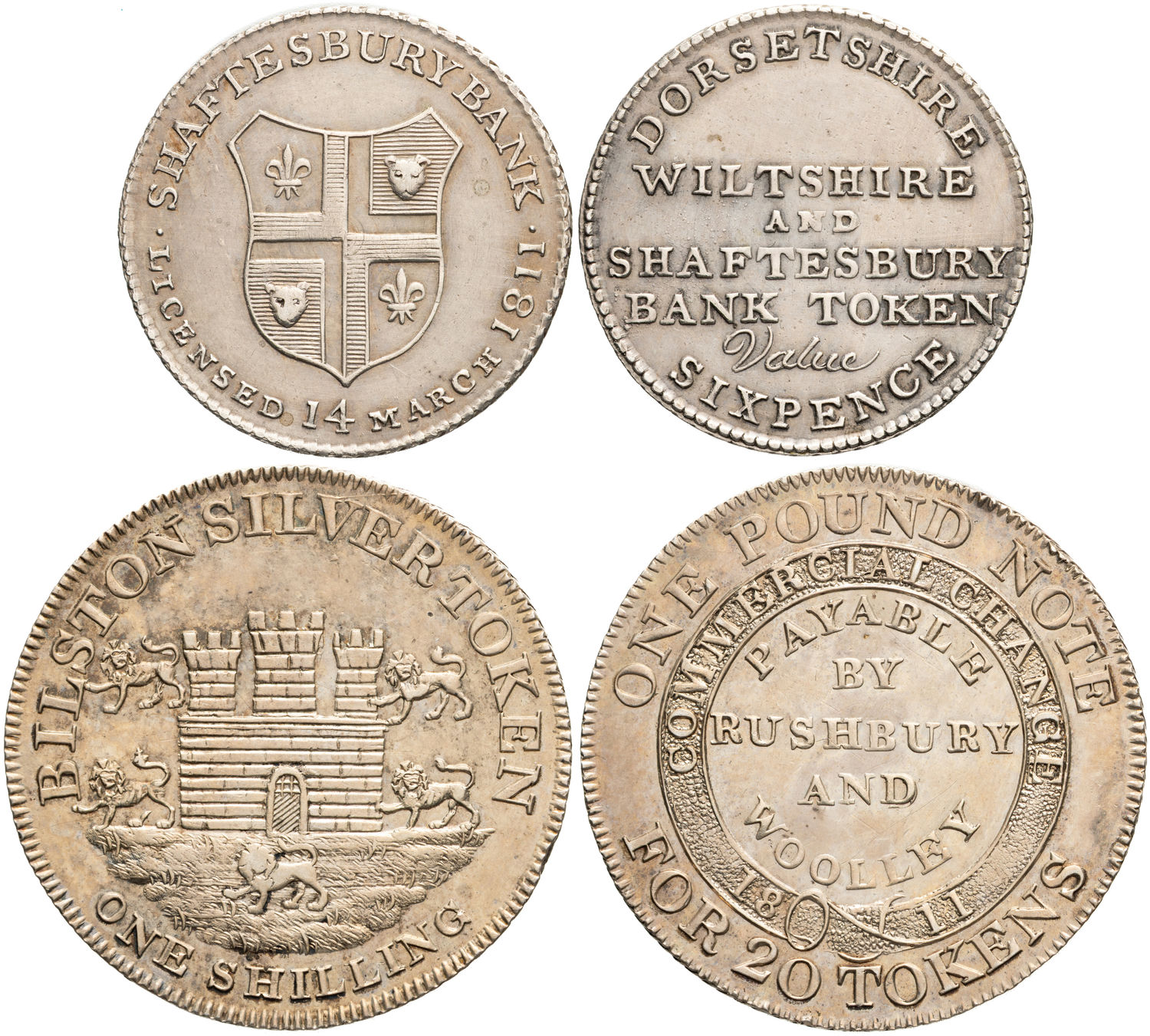 Great Britain, Wiltshire & Bilston, Sixpence - One Shilling, 1811, gVF - EF