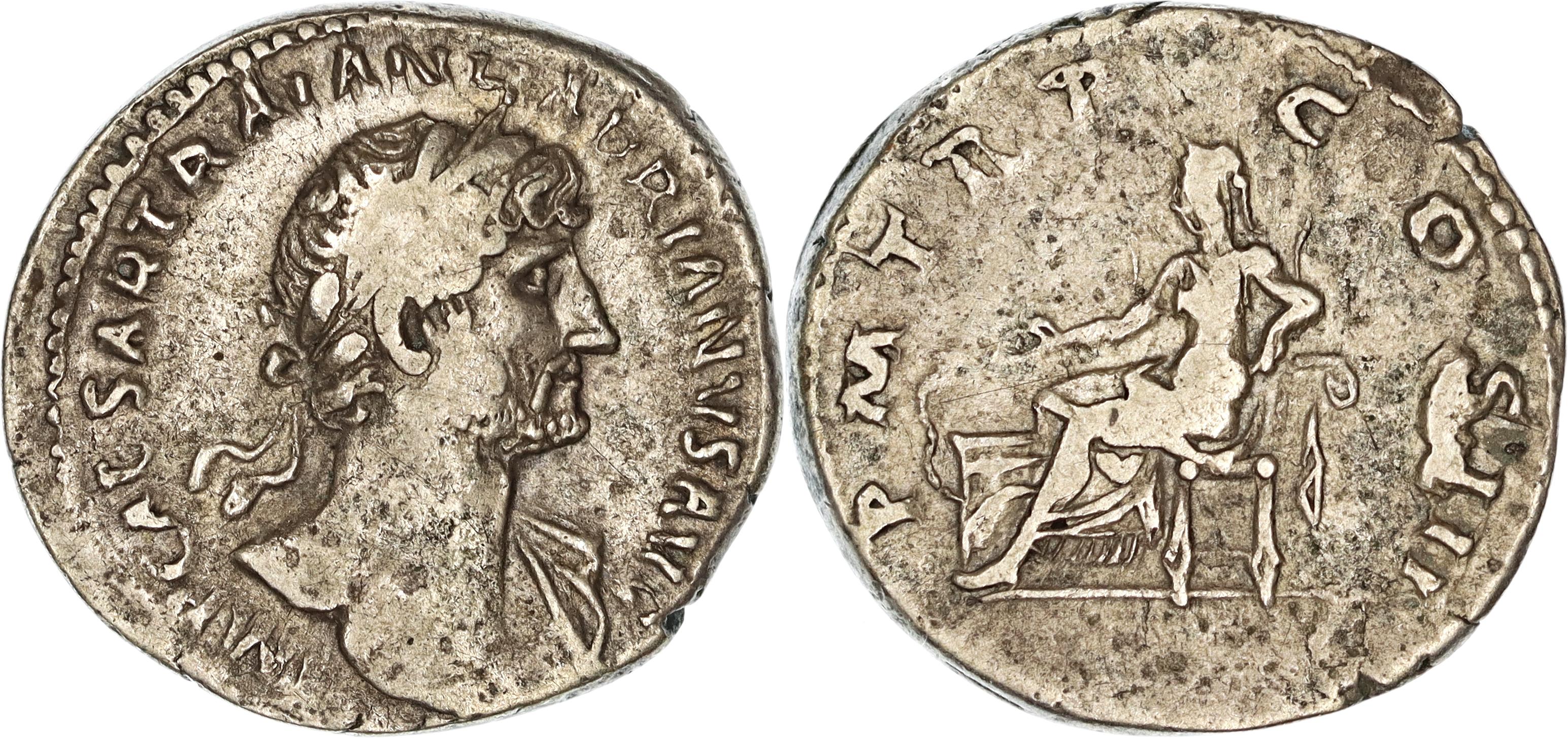 Roman Empire, Hadrian, Silver Denarius, 119-122 AD, gF