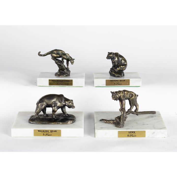 Philip Russell Goodwin (1881-1935), Set of Four Bronzes: Walking Bear, Sitting Bear, Lynx, Mountain Lion