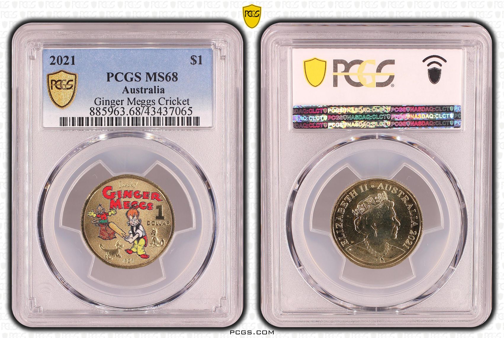 Ginger Meggs Cricket , One Dollar, 2021, PCGS MS68