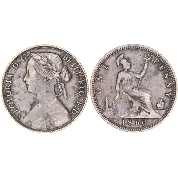 Great Britain, Victoria, Penny, 1860, gFine