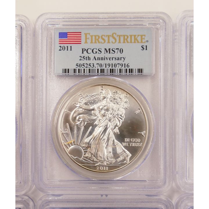 10pc United States 2011 Silver Eagle $1 First Strike Coins, PCGS MS70