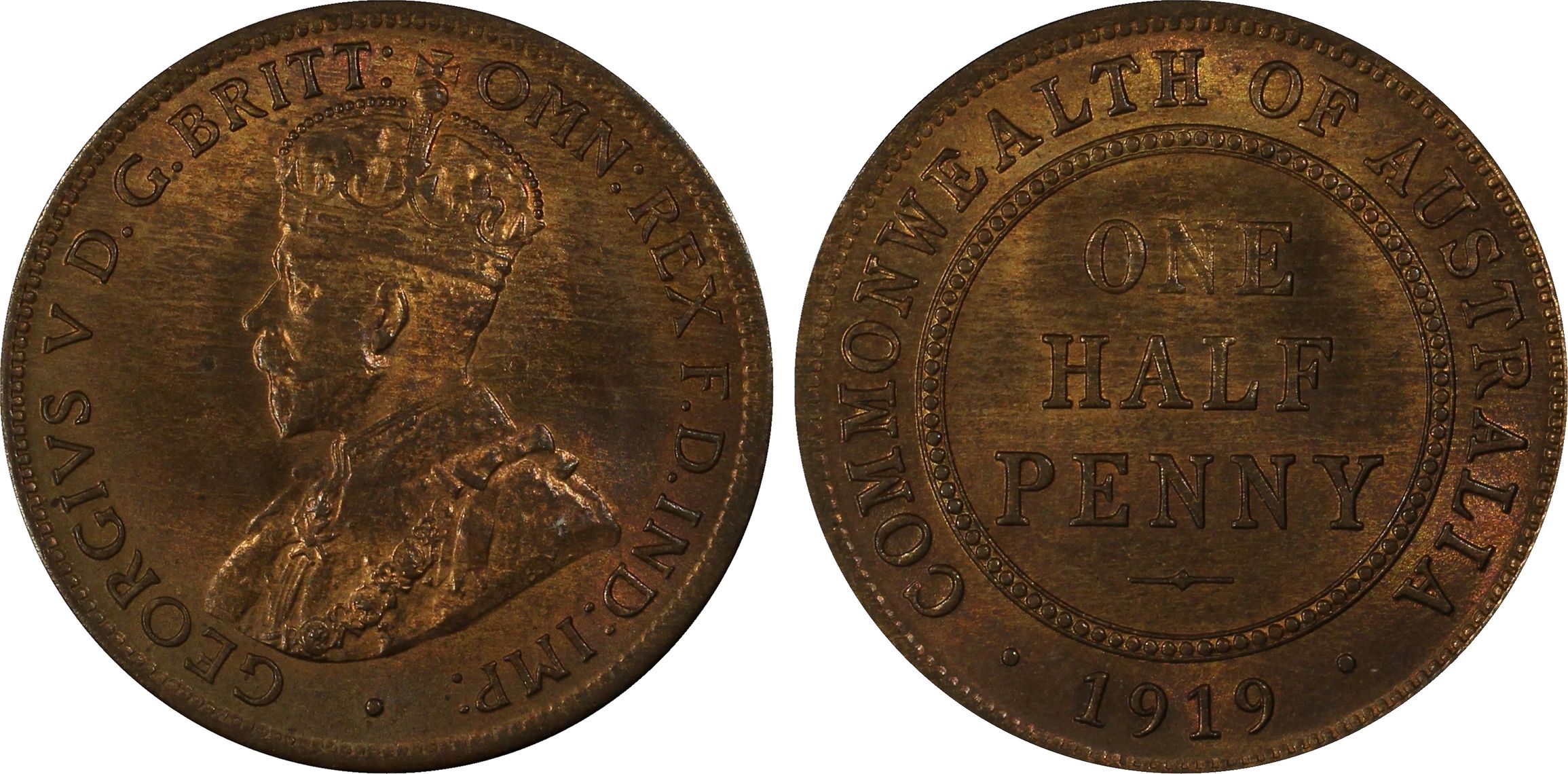 1919 Australia Half Penny PCGS - MS64RB -726