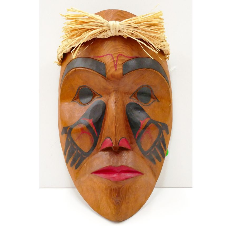 Kelly Moses (Tulalip) ''Sta-Hobsh Man'' 1992 Cedar Mask 13''x8''