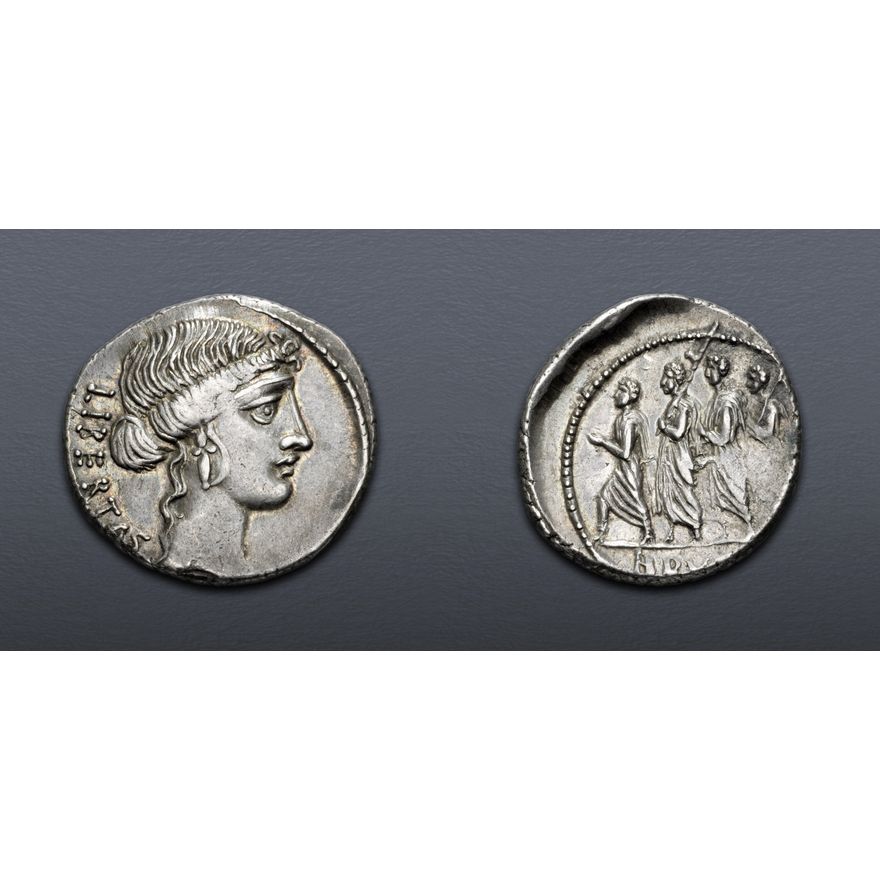 Servillus Q. Servilius Caepio (M. Junius) Brutus. 54 BC. AR Denarius (19mm, 3.79 ...