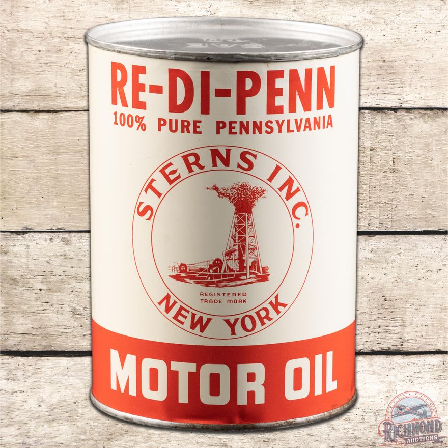 Re-Di-Penn Sterns Inc. New York w/ Oil Derick Logo Metal Quart Can - 8.75