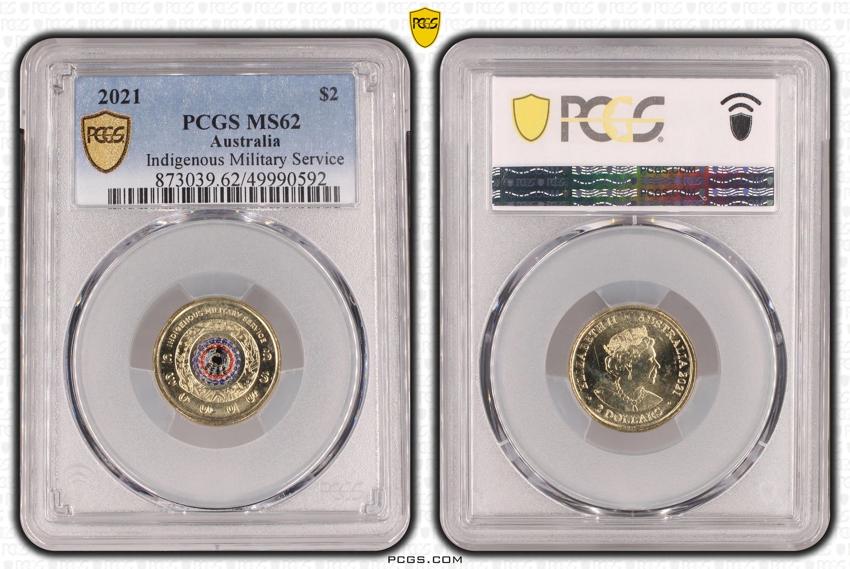 Indigenous Military Service Colourised, Two Dollar, 2021, PCGS MS62