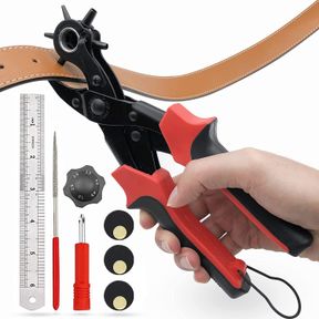 LEATHER HOLE PUNCH, BELT HOLE PUNCHER FOR LEATHER, REVOLVING PUNCH PLIER KIT, LEATHERS PUNCHER PLIER FOR BELTS, WATCHES, HANDBAGS,