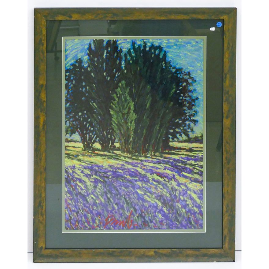 Summer Landscape Oil on Paper Framed 37'' x 29'' Illegibly Signed