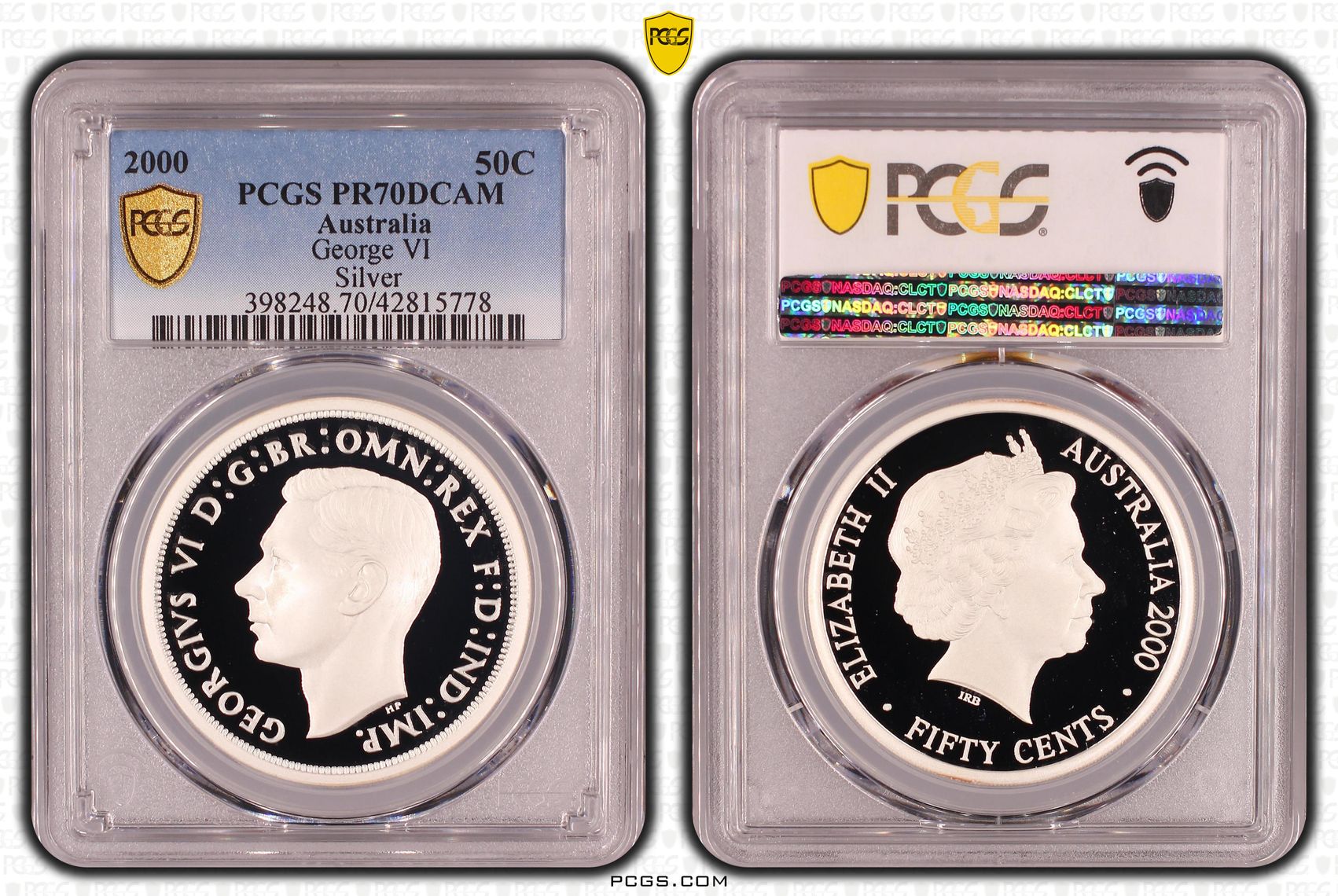 George VI, Silver, Fifty Cent, PR70DCAM , 2000 PCGS POP - 16/0