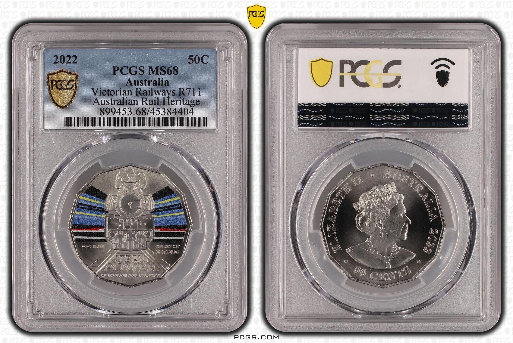 Victorian Railways R711 - Australian Rail Heritage, Fifty Cent, 2022, PCGS MS68