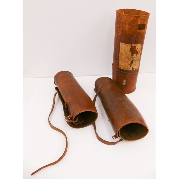 Box Vintage Leather Riding Leggings and Leather Mail Tube