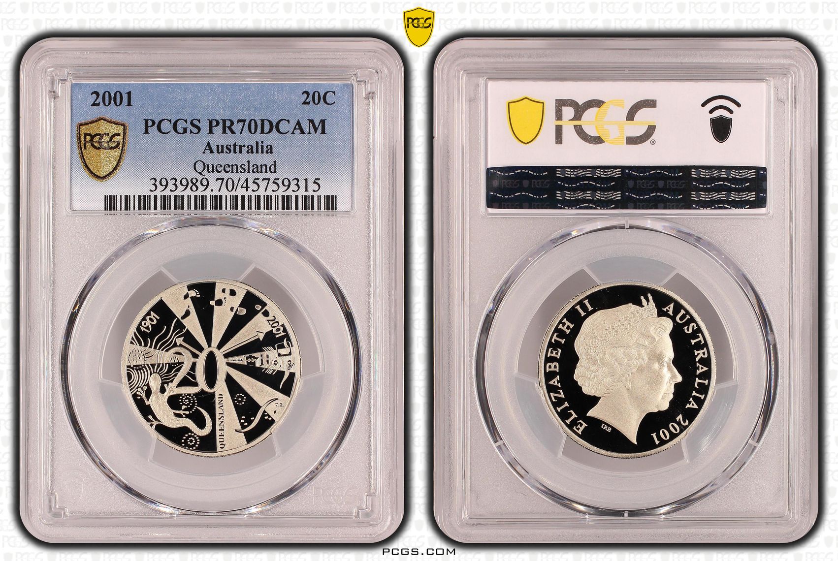 Elizabeth II, Queensland, Twenty Cent, 2001, PCGS PR70DCAM
