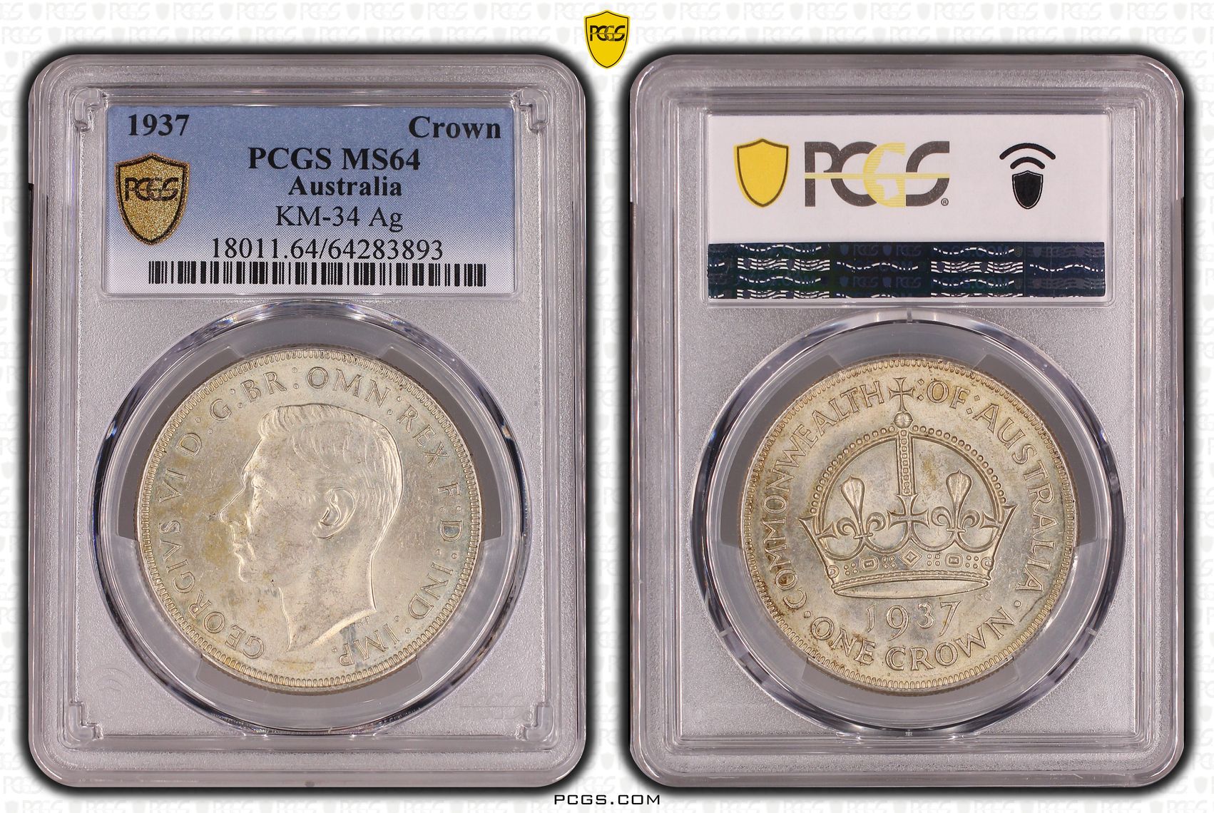 Victoria, Crown, 1937, PCGS MS64