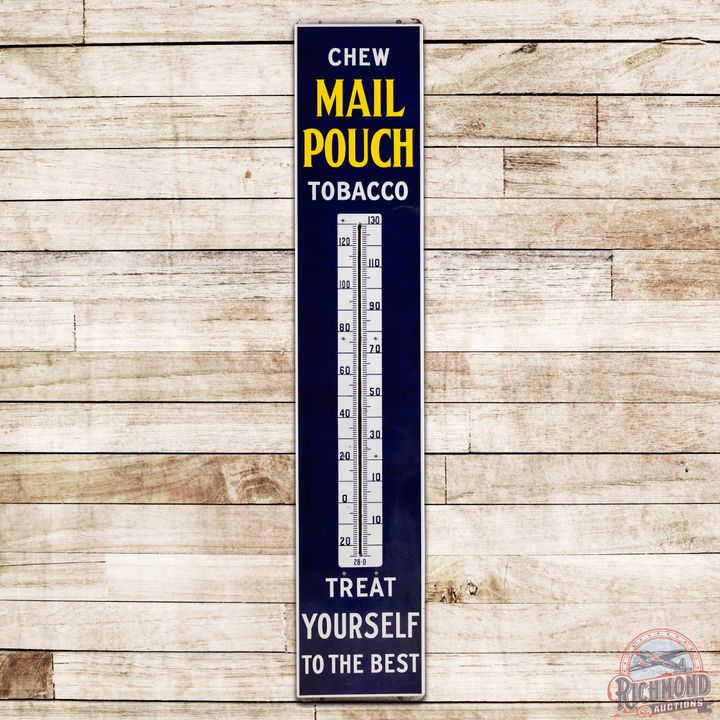 Rare Chew Mail Pouch Tobacco 86" SS Porcelain Thermometer Sign